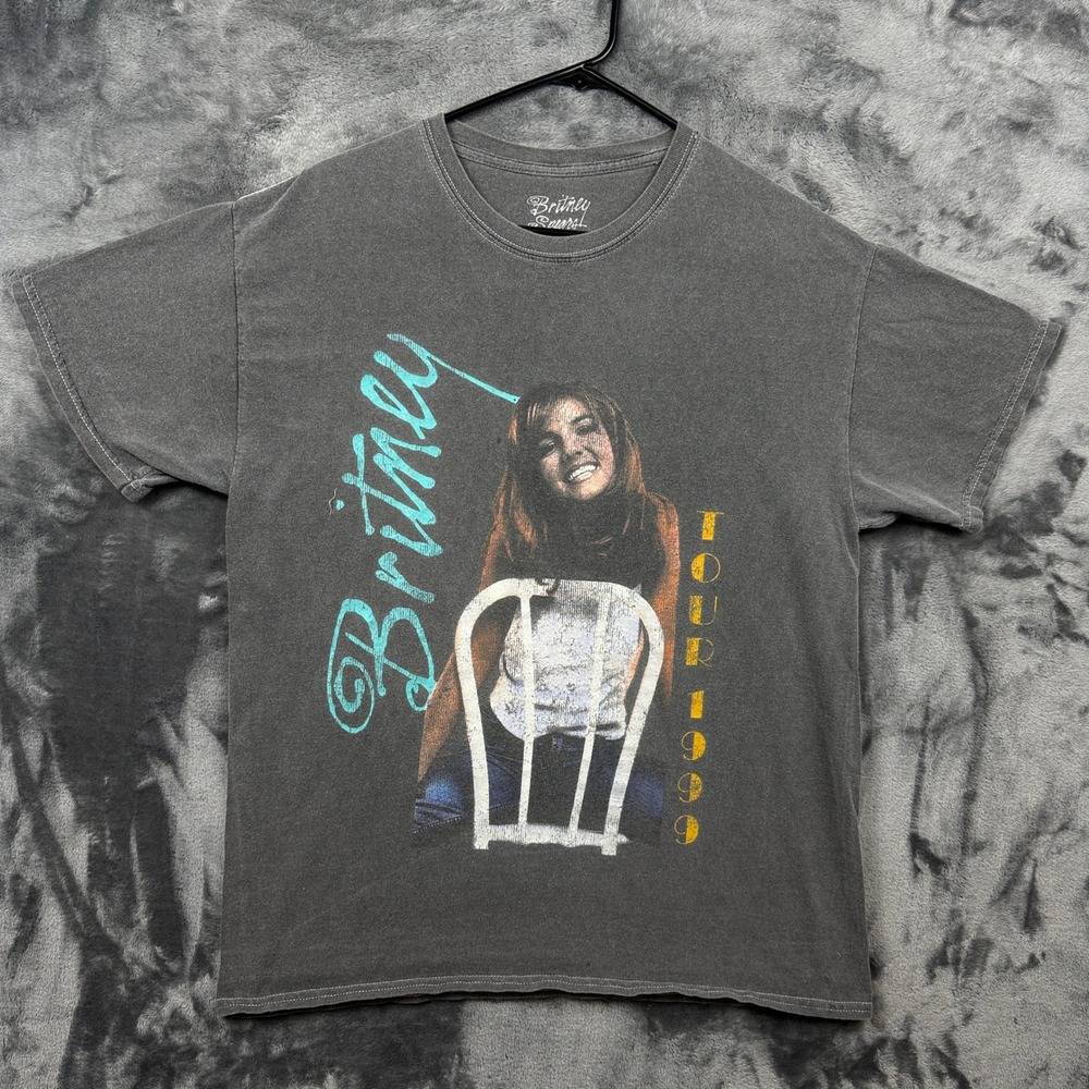 Britney Spears T-Shirt Unisex Medium/Large Gray 1999 Tour Graphic Short Sleeve